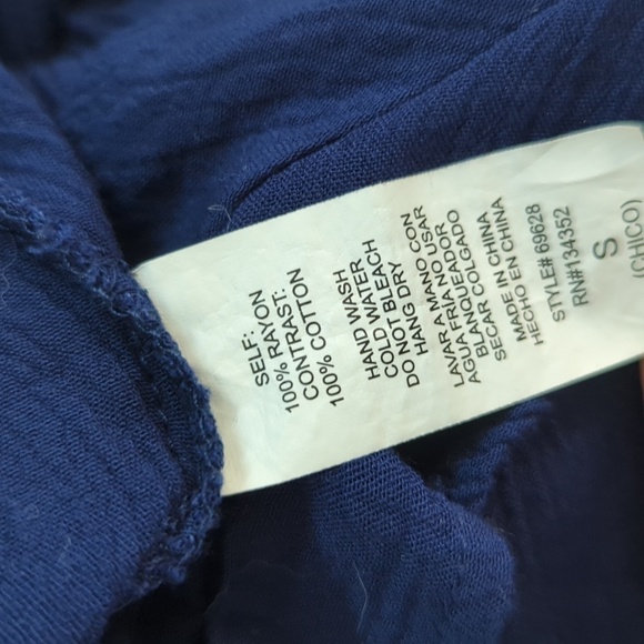 Ambiance Off Shoulder Romper Navy Blue S summer bohemian casual cottagecore - Picture 7 of 8